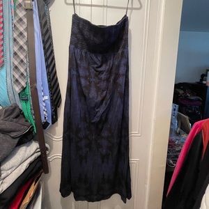 Gap Women’s Black Blue Purple Stretch Strapless Fit & Flare Dress Size XL